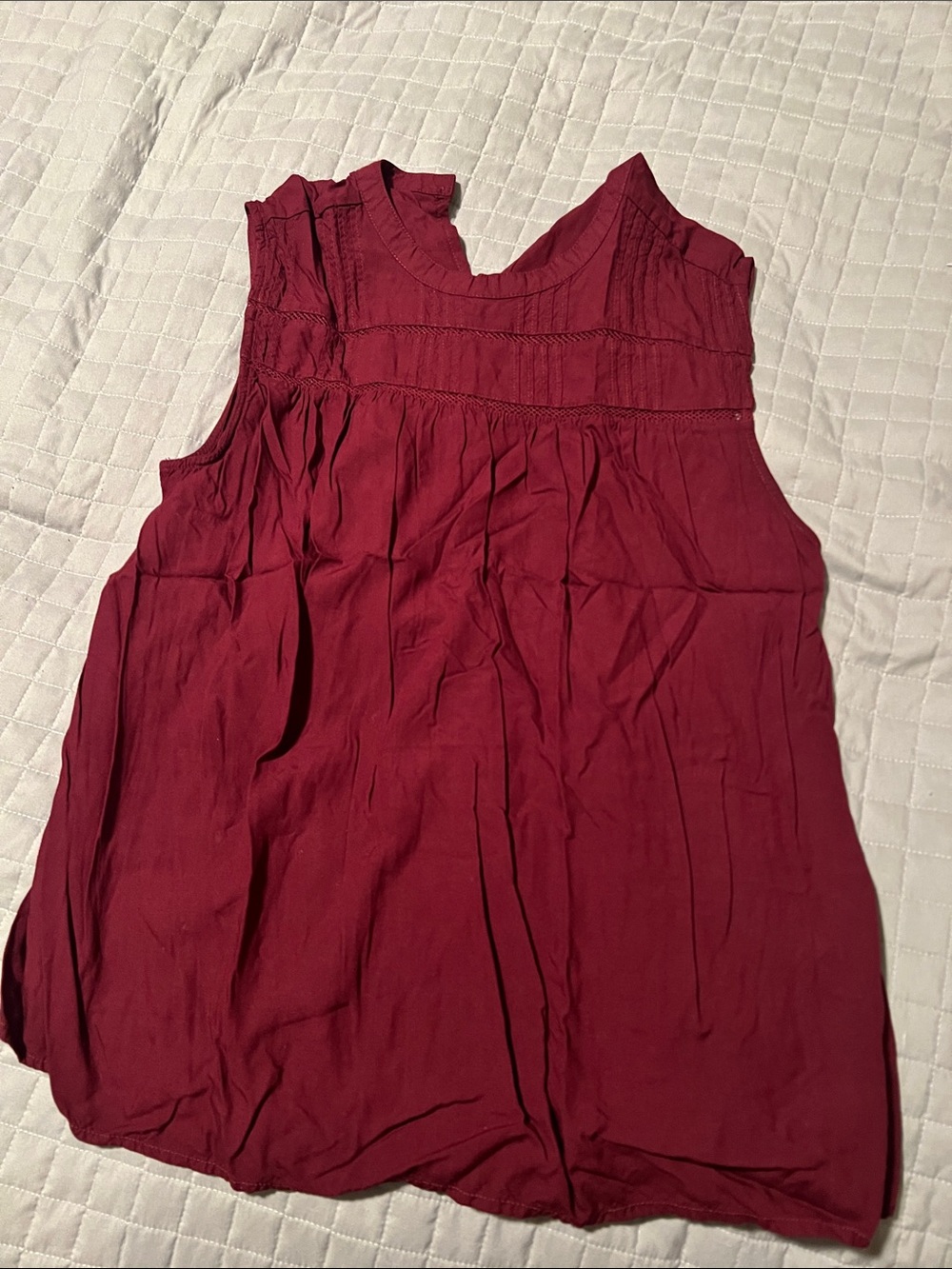 Old navy Sleeveless Burgundy Pintuck Yoke Blouse